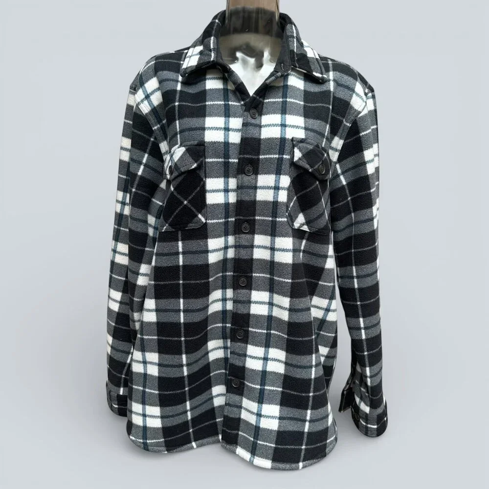 Freedom Foundry Plaid Fleece Shirt Jacket Shacket L